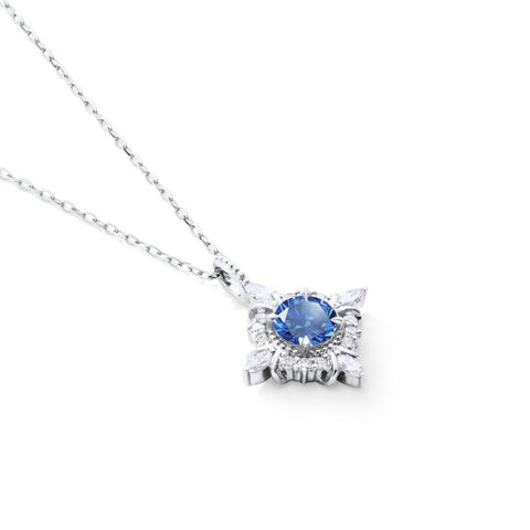 [Astrid] Art Deco Petite Necklace in Lab Blue Sapphire Necklace michelliafinejewelry   