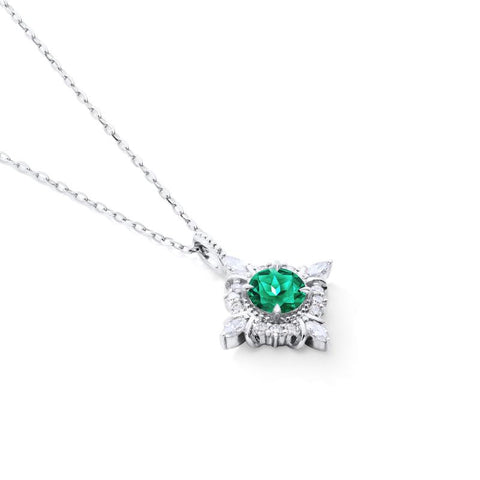 [Astrid] Art Deco Petite Necklace in Lab Emerald Necklace michelliafinejewelry   