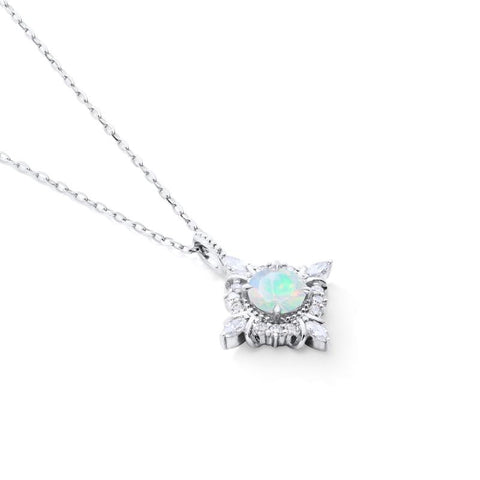 [Astrid] Art Deco Petite Necklace in Opal Necklace michelliafinejewelry   