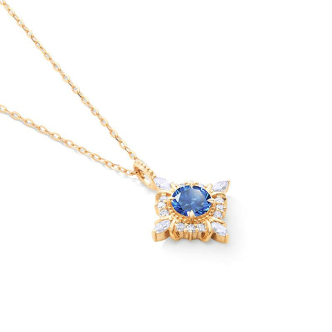 [Astrid] Art Deco Petite Necklace in Lab Blue Sapphire Necklace michelliafinejewelry   