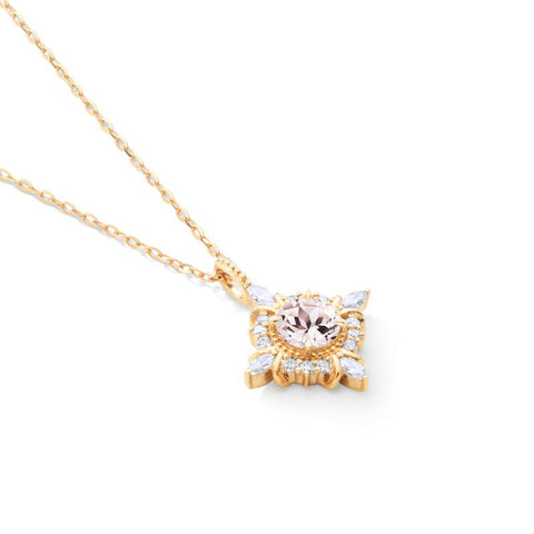 [Astrid] Art Deco Petite Necklace in Morganite Necklace michelliafinejewelry   
