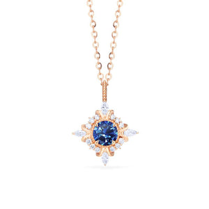 [Astrid] Art Deco Petite Necklace in Lab Blue Sapphire Necklace michelliafinejewelry   