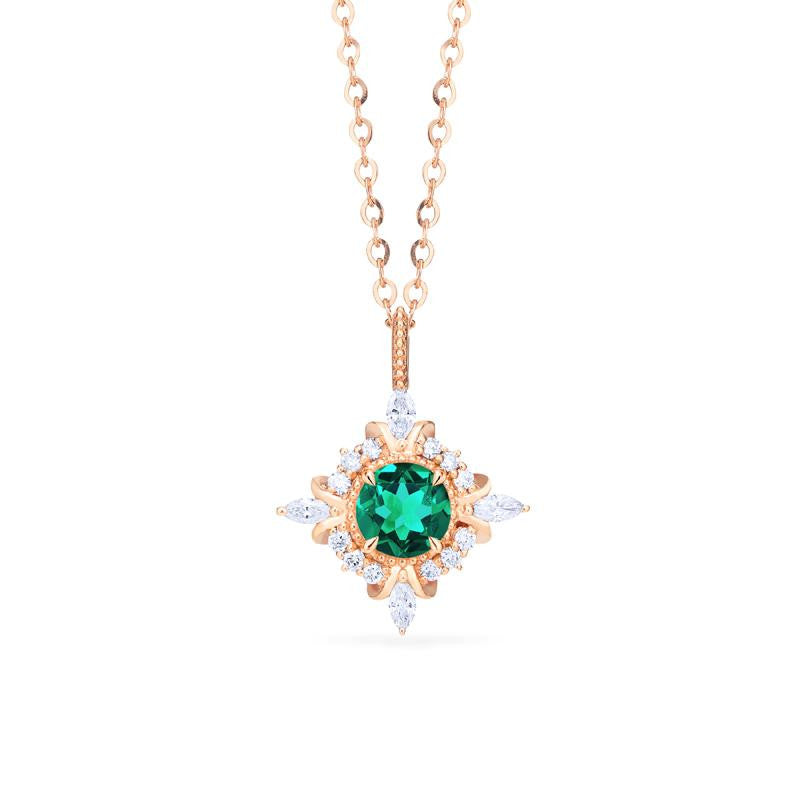 [Astrid] Art Deco Petite Necklace in Lab Emerald Necklace michelliafinejewelry   