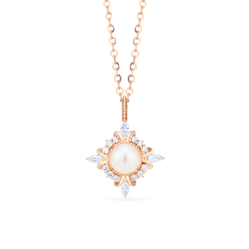 [Astrid] Art Deco Petite Necklace in Akoya Pearl Necklace michelliafinejewelry   