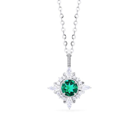 [Astrid] Art Deco Petite Necklace in Lab Emerald Necklace michelliafinejewelry   