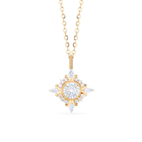 [Astrid] Art Deco Petite Necklace in Diamond / Moissanite Necklace michelliafinejewelry