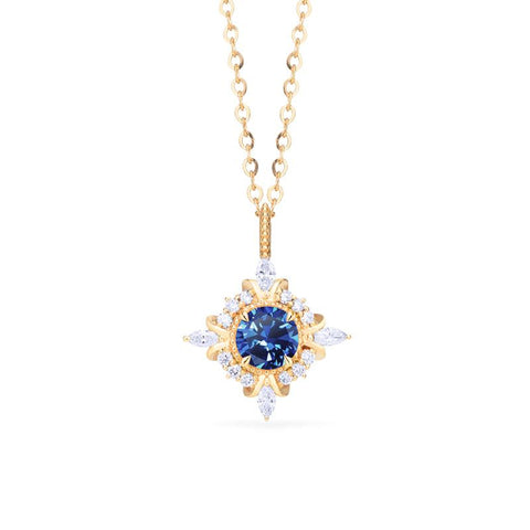 [Astrid] Art Deco Petite Necklace in Lab Blue Sapphire Necklace michelliafinejewelry   