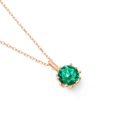 [Eden] Floral Solitaire Necklace in Lab Emerald Necklace michelliafinejewelry   