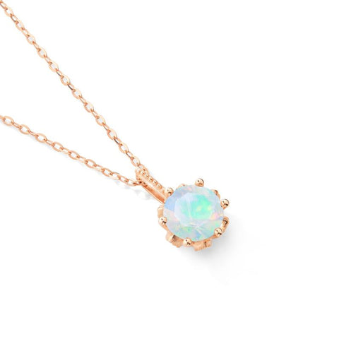 [Eden] Floral Solitaire Necklace in Opal Necklace michelliafinejewelry   