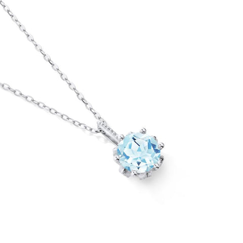 [Eden] Floral Solitaire Necklace in Aquamarine Necklace michelliafinejewelry   