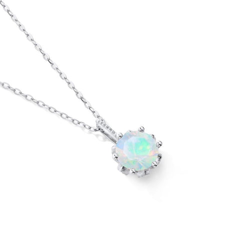 [Eden] Floral Solitaire Necklace in Opal Necklace michelliafinejewelry   