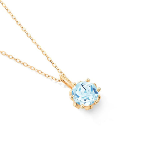 [Eden] Floral Solitaire Necklace in Aquamarine Necklace michelliafinejewelry   