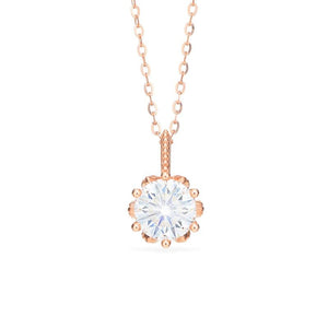 [Eden] Floral Solitaire Necklace in Moissanite Necklace michelliafinejewelry   