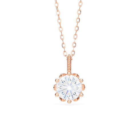 [Eden] Floral Solitaire Necklace in Diamond / Moissanite Necklace michelliafinejewelry