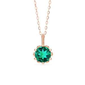 [Eden] Floral Solitaire Necklace in Lab Emerald Necklace michelliafinejewelry   