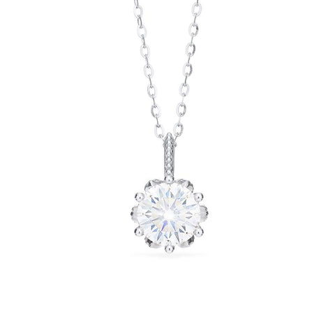 [Eden] Floral Solitaire Necklace in Diamond / Moissanite Necklace michelliafinejewelry