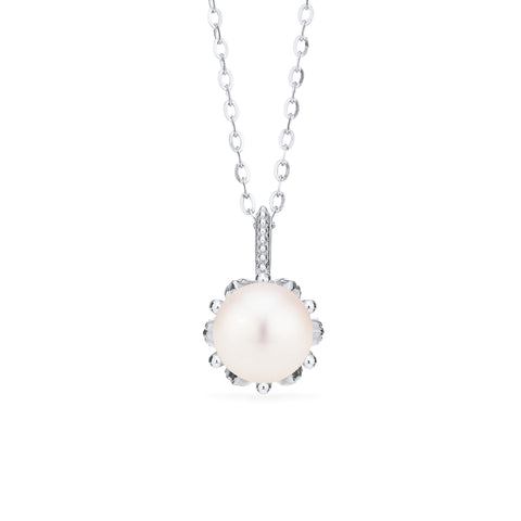 [Eden] Floral Solitaire Necklace in Akoya Pearl Necklace michelliafinejewelry   