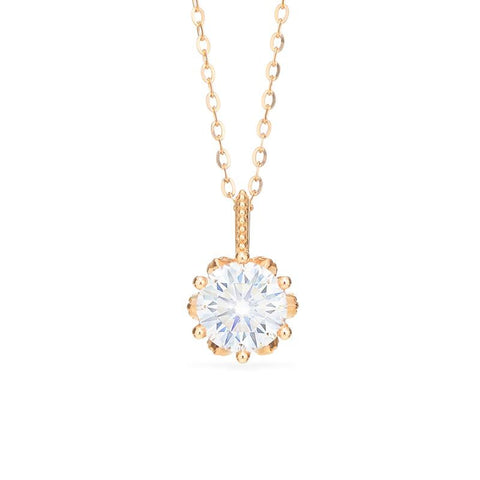 [Eden] Floral Solitaire Necklace in Diamond / Moissanite Necklace michelliafinejewelry