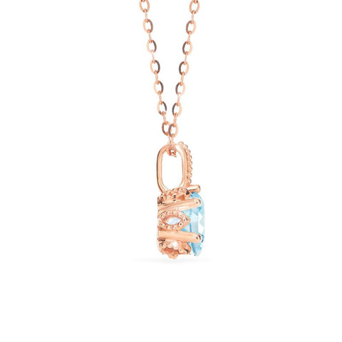 [Eden] Floral Solitaire Necklace in Aquamarine Necklace michelliafinejewelry   