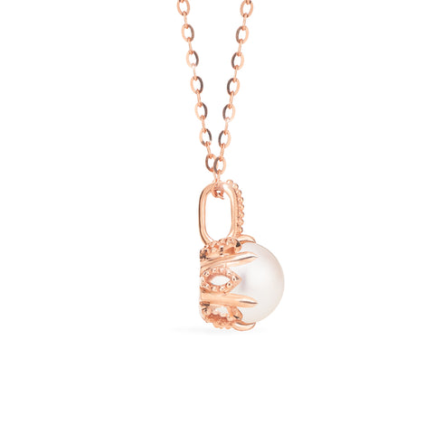 [Eden] Floral Solitaire Necklace in Akoya Pearl Necklace michelliafinejewelry   