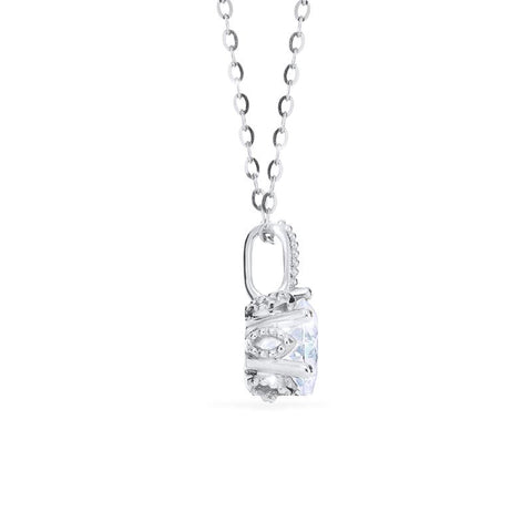 [Eden] Floral Solitaire Necklace in Diamond / Moissanite Necklace michelliafinejewelry