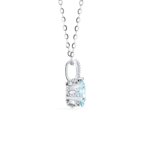 [Eden] Floral Solitaire Necklace in Aquamarine Necklace michelliafinejewelry   