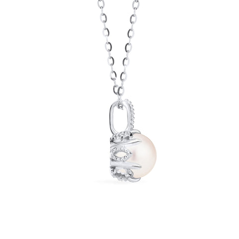 [Eden] Floral Solitaire Necklace in Akoya Pearl Necklace michelliafinejewelry   
