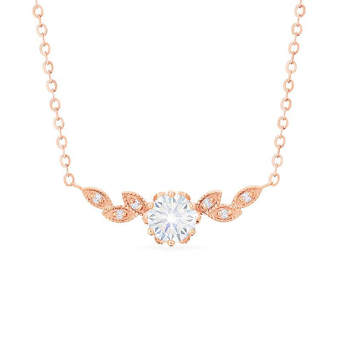 [Dahlia] Floral Leaf Necklace in Moissanite Necklace michelliafinejewelry   