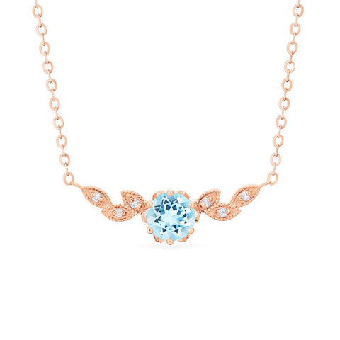 [Dahlia] Floral Leaf Necklace in Aquamarine Necklace michelliafinejewelry   