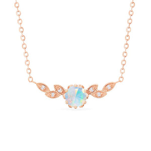 [Dahlia] Floral Leaf Necklace in Opal Necklace michelliafinejewelry   