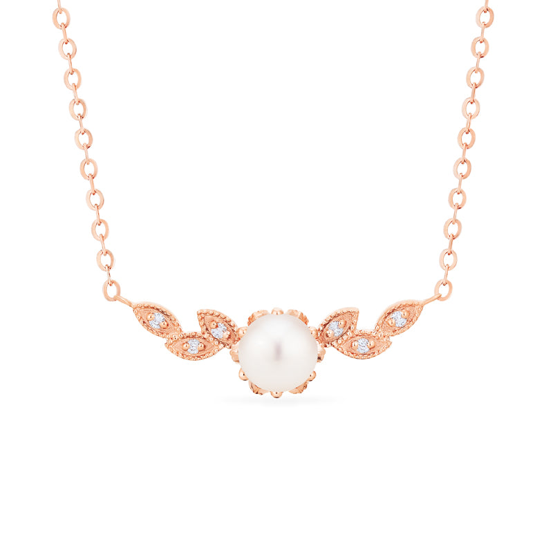 [Dahlia] Floral Leaf Necklace in Akoya Pearl Necklace michelliafinejewelry   