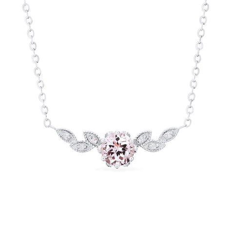[Dahlia] Floral Leaf Necklace in Morganite Necklace michelliafinejewelry   
