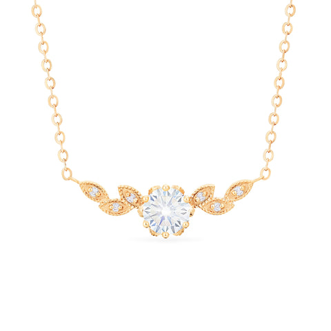 [Dahlia] Floral Leaf Necklace in Moissanite Necklace michelliafinejewelry   