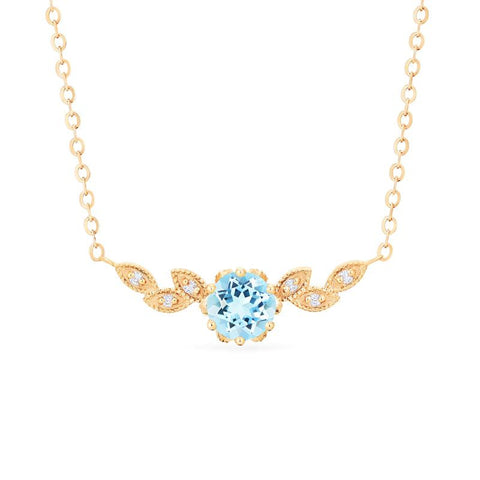 [Dahlia] Floral Leaf Necklace in Aquamarine Necklace michelliafinejewelry   