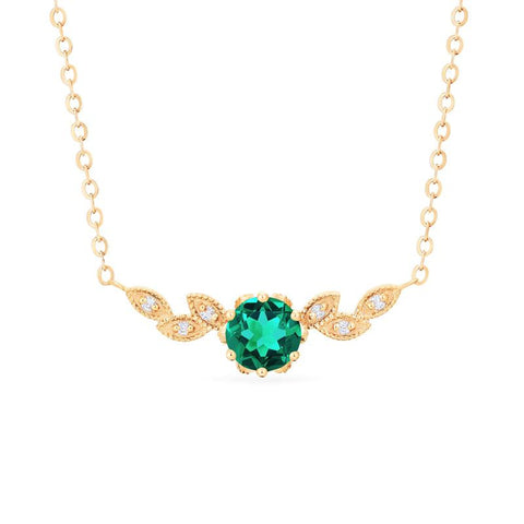 [Dahlia] Floral Leaf Necklace in Lab Emerald Necklace michelliafinejewelry   