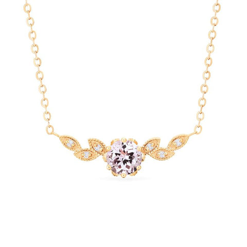 [Dahlia] Floral Leaf Necklace in Morganite Necklace michelliafinejewelry   