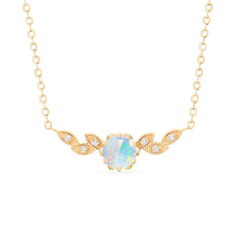 [Dahlia] Floral Leaf Necklace in Opal Necklace michelliafinejewelry   