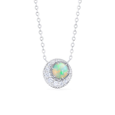 [Luna] Crescent Moon Necklace in Australian Opal Necklace michelliafinejewelry   