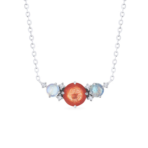 [Celestine] Galaxy Trio Three Stone Necklace in Sunstone, Moonstone, and Labradorite Necklace michelliafinejewelry   