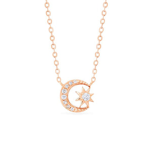 [Divina] Diamond Moon and Star Necklace Necklace michelliafinejewelry   