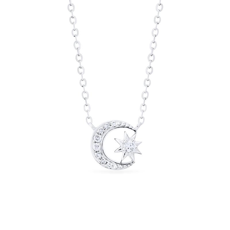 [Divina] Ready-to-Ship Diamond Moon and Star Necklace Necklace michelliafinejewelry   