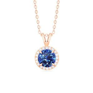 [Nova] Petite Halo Diamond Necklace in Lab Blue Sapphire Necklace michelliafinejewelry   