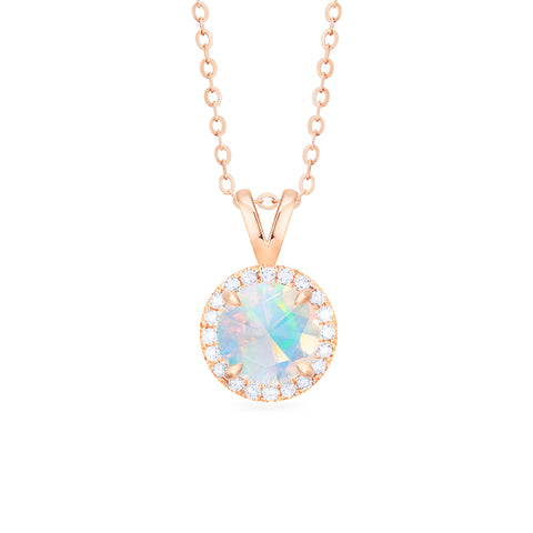 [Nova] Petite Halo Diamond Necklace in Opal Necklace michelliafinejewelry   