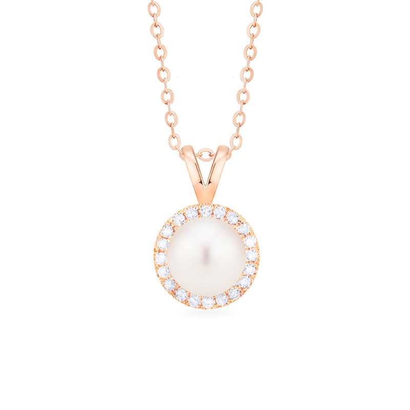 [Nova] Petite Halo Diamond Necklace in Akoya Pearl Necklace michelliafinejewelry   