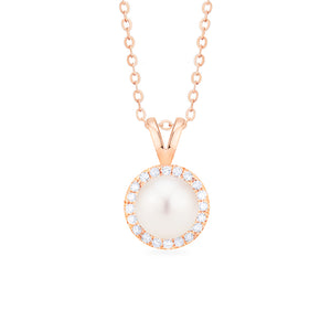 [Nova] Petite Halo Diamond Necklace in Akoya Pearl Necklace michelliafinejewelry   