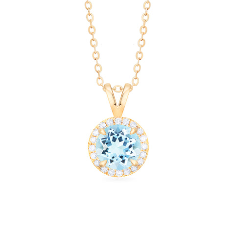 [Nova] Petite Halo Diamond Necklace in Aquamarine Necklace michelliafinejewelry   