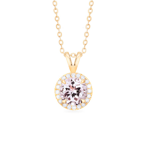 [Nova] Petite Halo Diamond Necklace in Morganite Necklace michelliafinejewelry   