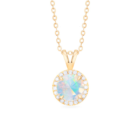 [Nova] Petite Halo Diamond Necklace in Opal Necklace michelliafinejewelry   