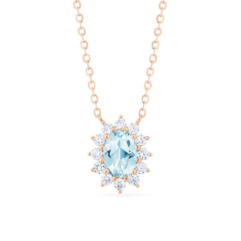 [Julianne] Vintage Bloom Oval Cut Necklace in Aquamarine Necklace michelliafinejewelry   