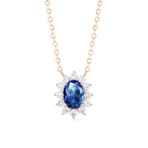 [Julianne] Vintage Bloom Oval Cut Necklace in Lab Blue Sapphire Necklace michelliafinejewelry   